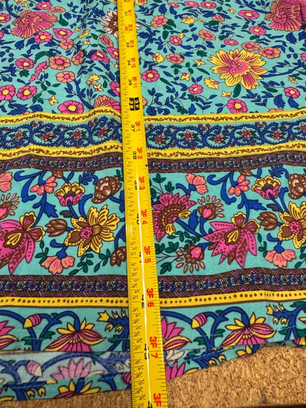 R Vivimos Boho Floral Midi Dress Womens M Teal Tassel Tie V Neck NWT Peasant A4 - Picture 15 of 15